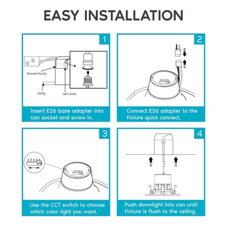 Luxrite 4 Inch Square LED Recessed Can Lights 5 CCT Selectable 2700K-5000K 11W 750LM Dimmable 6-Pack LR23784-6PK